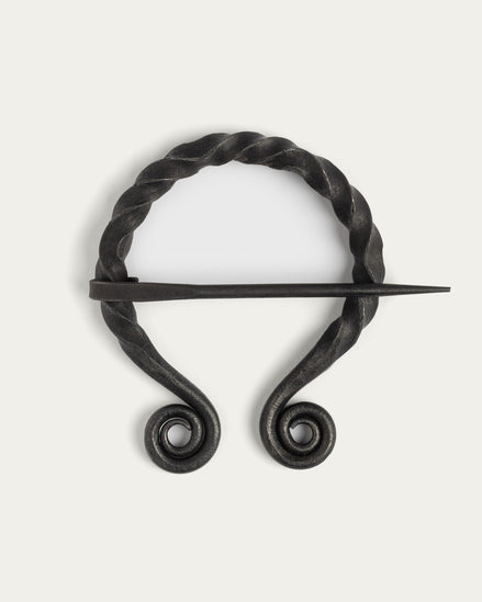 Hand-Forged Brooch, Oval Twisted, 70 mm