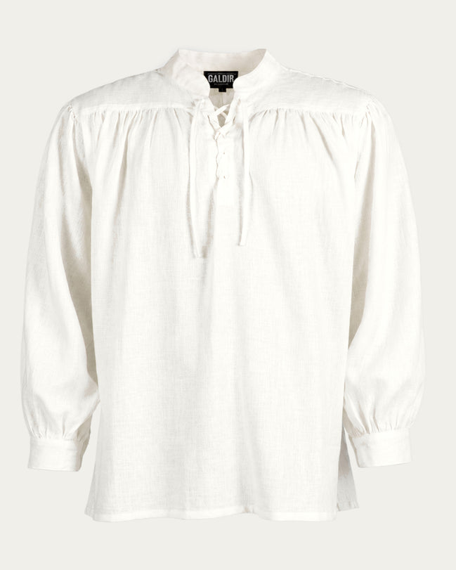 Laced Linen Shirt, White