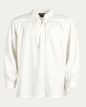 Laced Linen Shirt, White