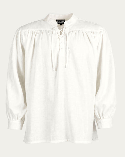 Laced Linen Shirt, White