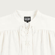 Laced Linen Shirt, White