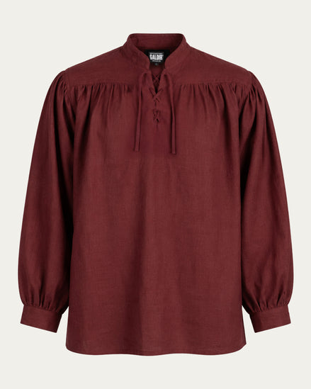 Laced Linen Shirt, Burgundy