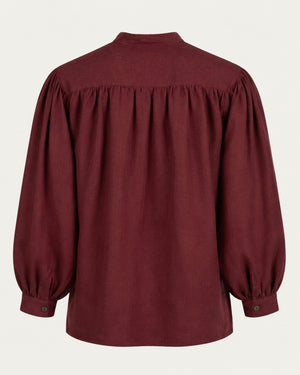 Laced Linen Shirt, Burgundy