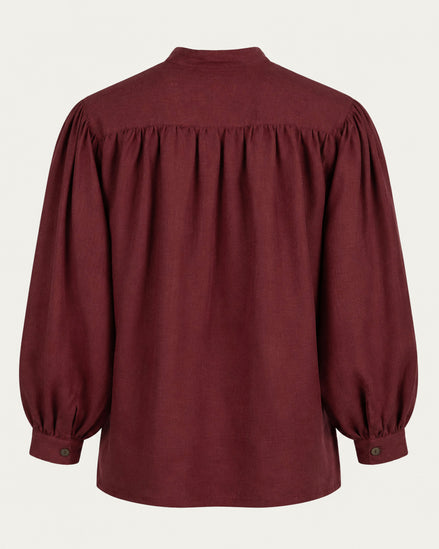 Laced Linen Shirt, Burgundy