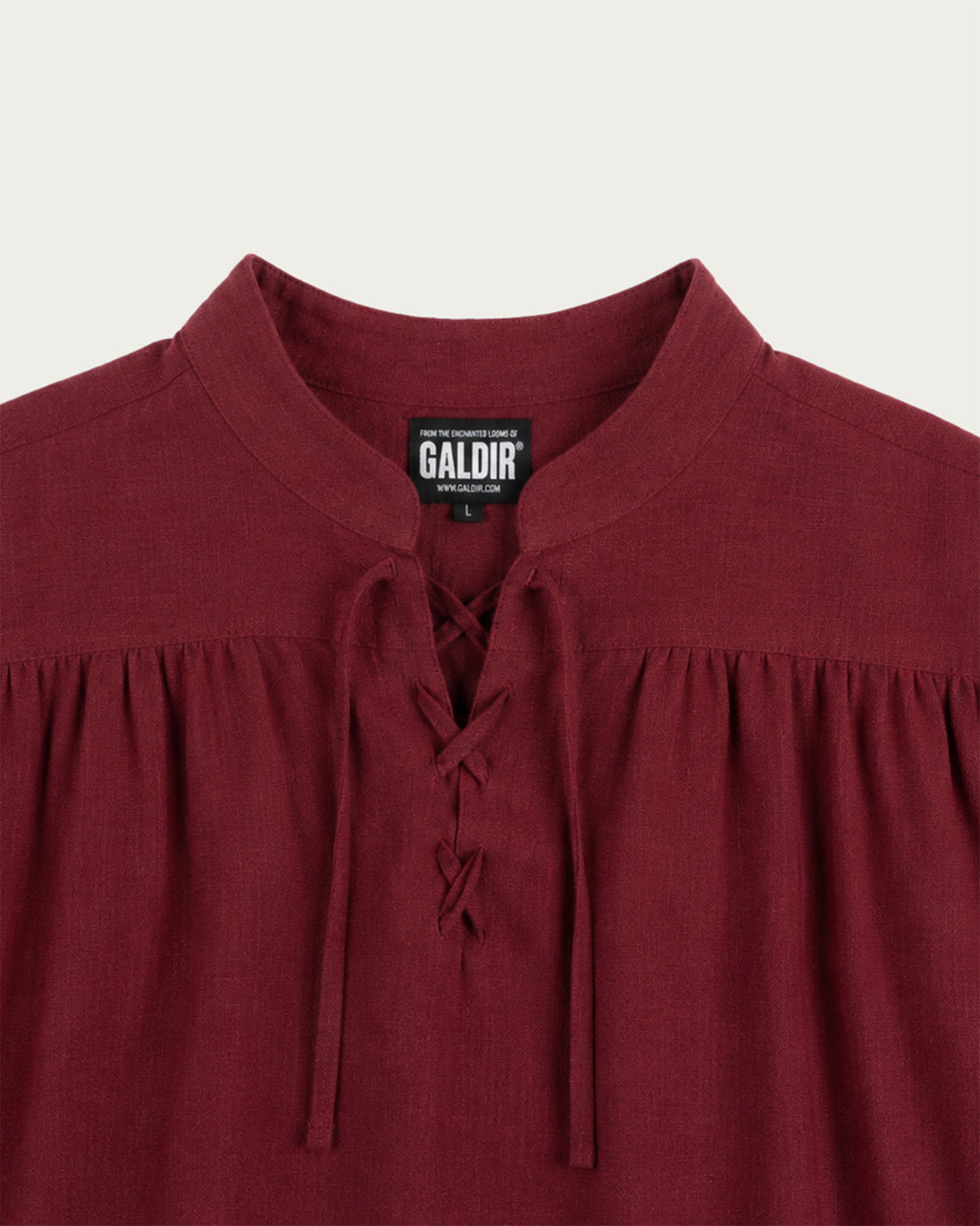 Laced Linen Shirt, Burgundy