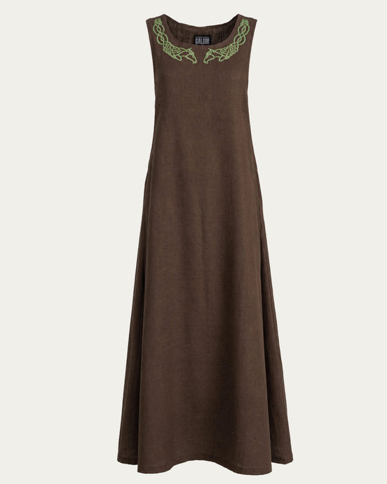 Horselord's Linen Apron Dress, Brown
