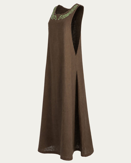 Horselord's Linen Apron Dress, Brown
