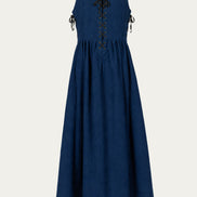 Laced Wool Overdress, Dark Blue