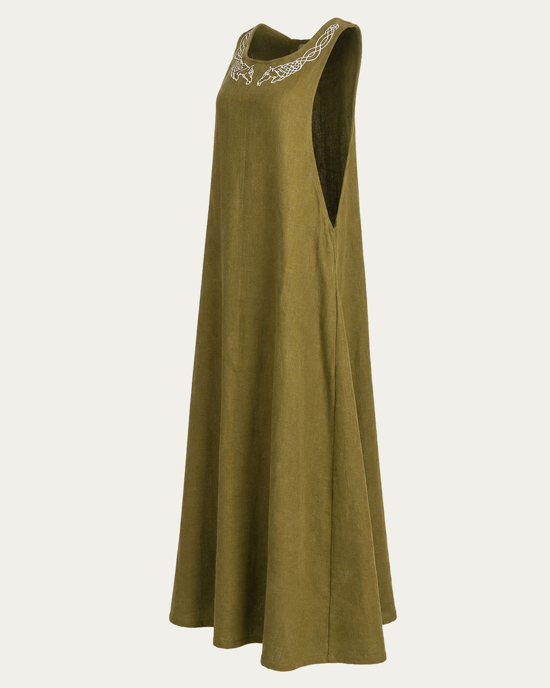Horselord's Linen Apron Dress, Green