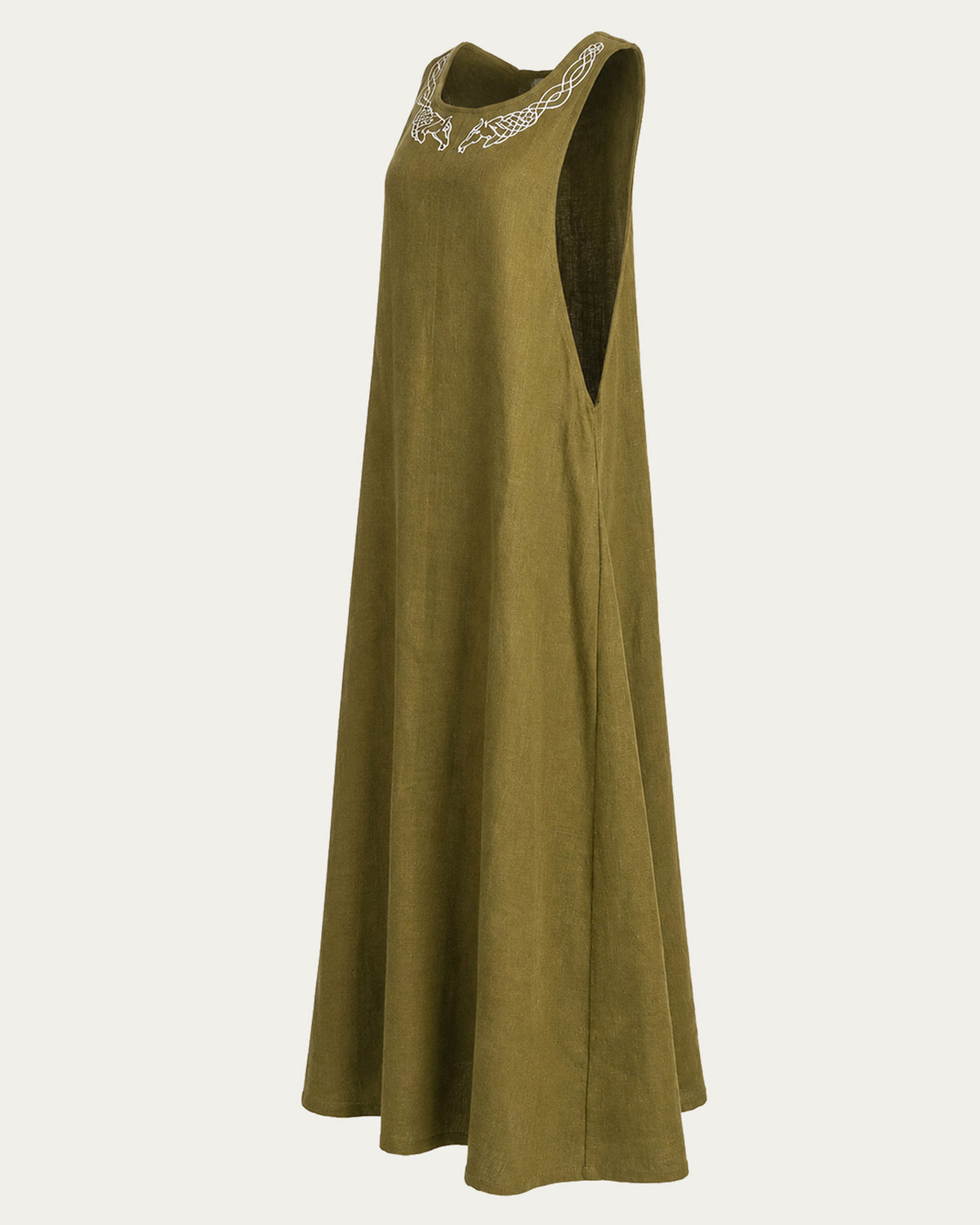 Horselord's Linen Apron Dress, Green