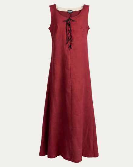 Commoner's Linen Over-Dress, Burgundy