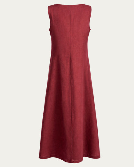 Commoner's Linen Over-Dress, Burgundy